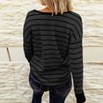 thumbnail image 6 of Posijego Womens Striped Long Sleeve Shirts V Neck Button Blouses Spring Casual Loose Women's Plus Tops, 6 of 7