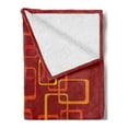 thumbnail image 2 of 1970s Soft Flannel Fleece Blanket, Retro Style Squares with an Interlocking Design in Warm Tones Abstract, Cozy Plush for Indoor and Outdoor Use, 60" x 80", Vermilion Orange Yellow, by Ambesonne, 2 of 5