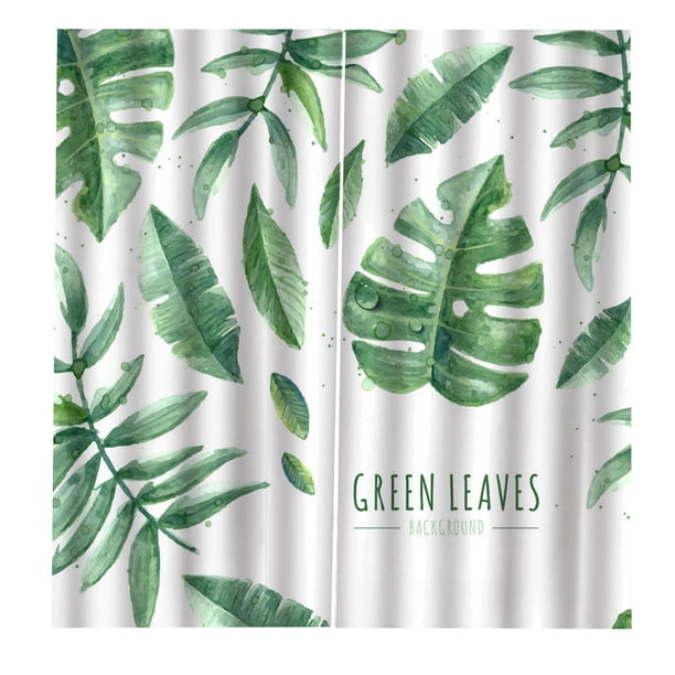 Toystoory Cortinas de ventana de moda de hoja verde, cortinas de tela lavables para plantas, decoración de ducha de poliéster para sala de estar, 2 uds. Sombras de ventana METRO Toystoory HA011124-02