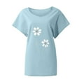 thumbnail image 4 of T Shirts For Women Womens Tops Printed V Neck Cotton Casual Bat Short Sleeve T Shirt, 4 of 4