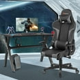 thumbnail image 2 of Goplus X-Shaped Gaming Desk & Racing Style Massage Chair Set Home Office Black+Grey, 2 of 10