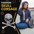 thumbnail image 2 of Qarigey Broche de calavera de estilo Punk, broches encantadores de tibias cruzadas para mujer, bisutería de moda para el Día de San Valentín, Pascua, Accesorios de disfraces Plata Qarigey  AP004648-01, 2 of 6