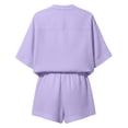 thumbnail image 5 of Cagogo Women Plus Size V Neck 2 Piece Shorts Set Casual Solid Boho Beach Outfits Loose Short Sleeve Crew Neck Tops Comfy Pants Matching Lounge Sets Tracksuits Loungewear Travel Airport Clothes,, 5 of 9