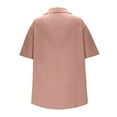 thumbnail image 4 of Womens Cotton Linen Dressy Blouses, Short Sleeve Shirts for Women Summer Ligthweight Casual Solid Color Lapel Button Down T-Shirts, 4 of 5