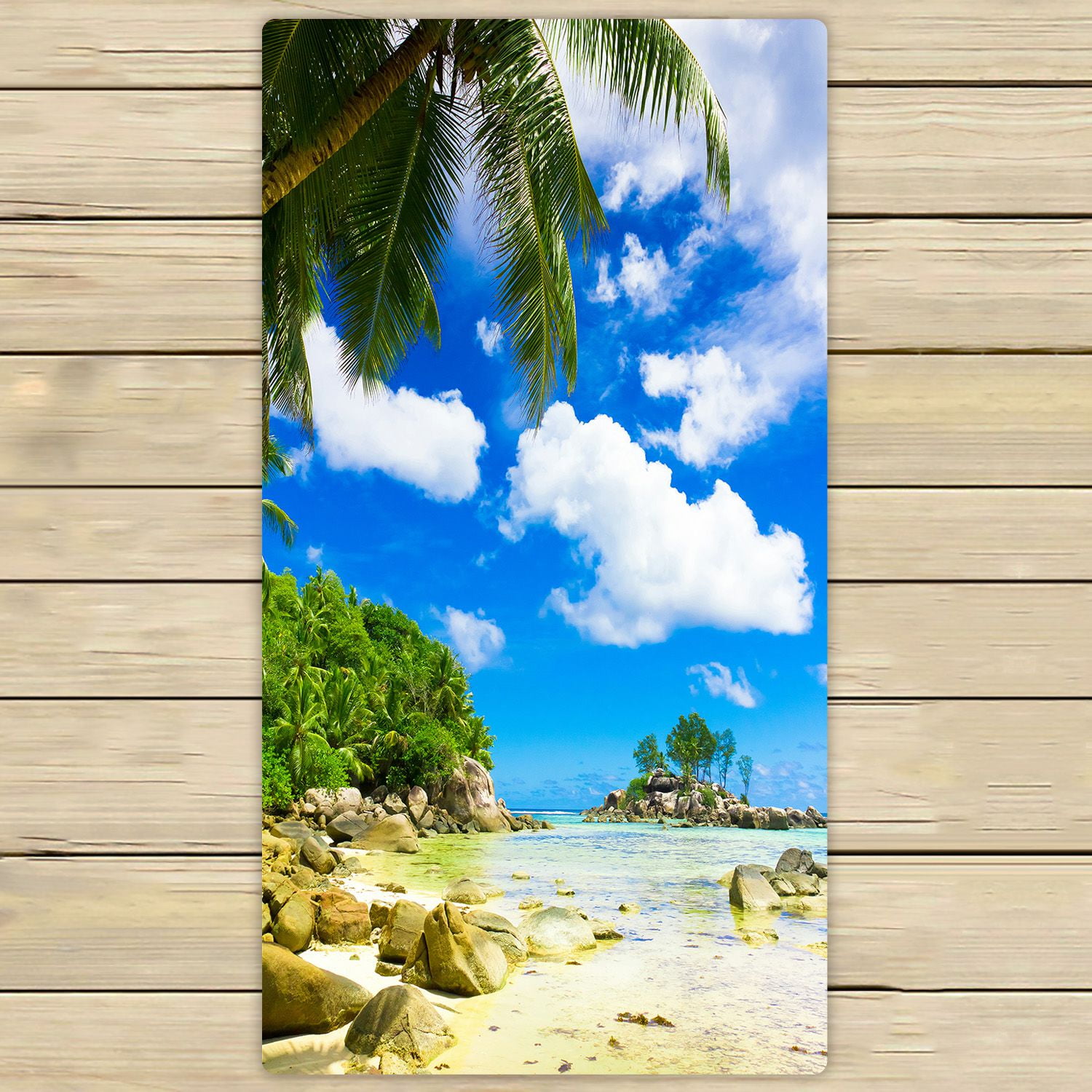 PHFZK Beautiful Sky Cloud Towel, Tropical Summer Beach Palm Tree Hand
