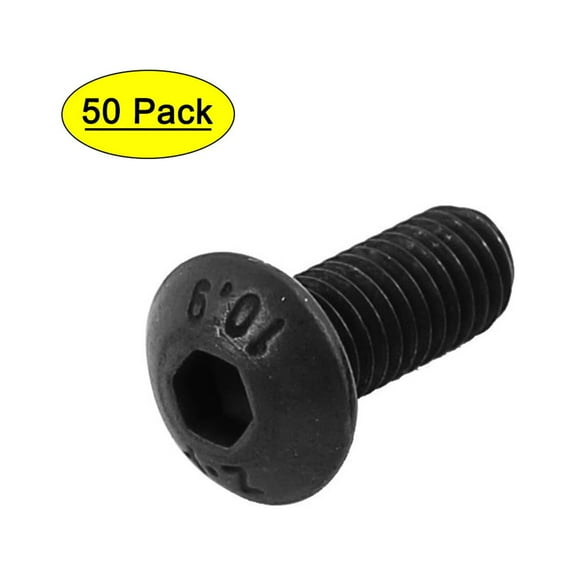 50Pcs Black M5 x 12mm Alloy Steel Hex Socket Button Head Machine Screws Bolts