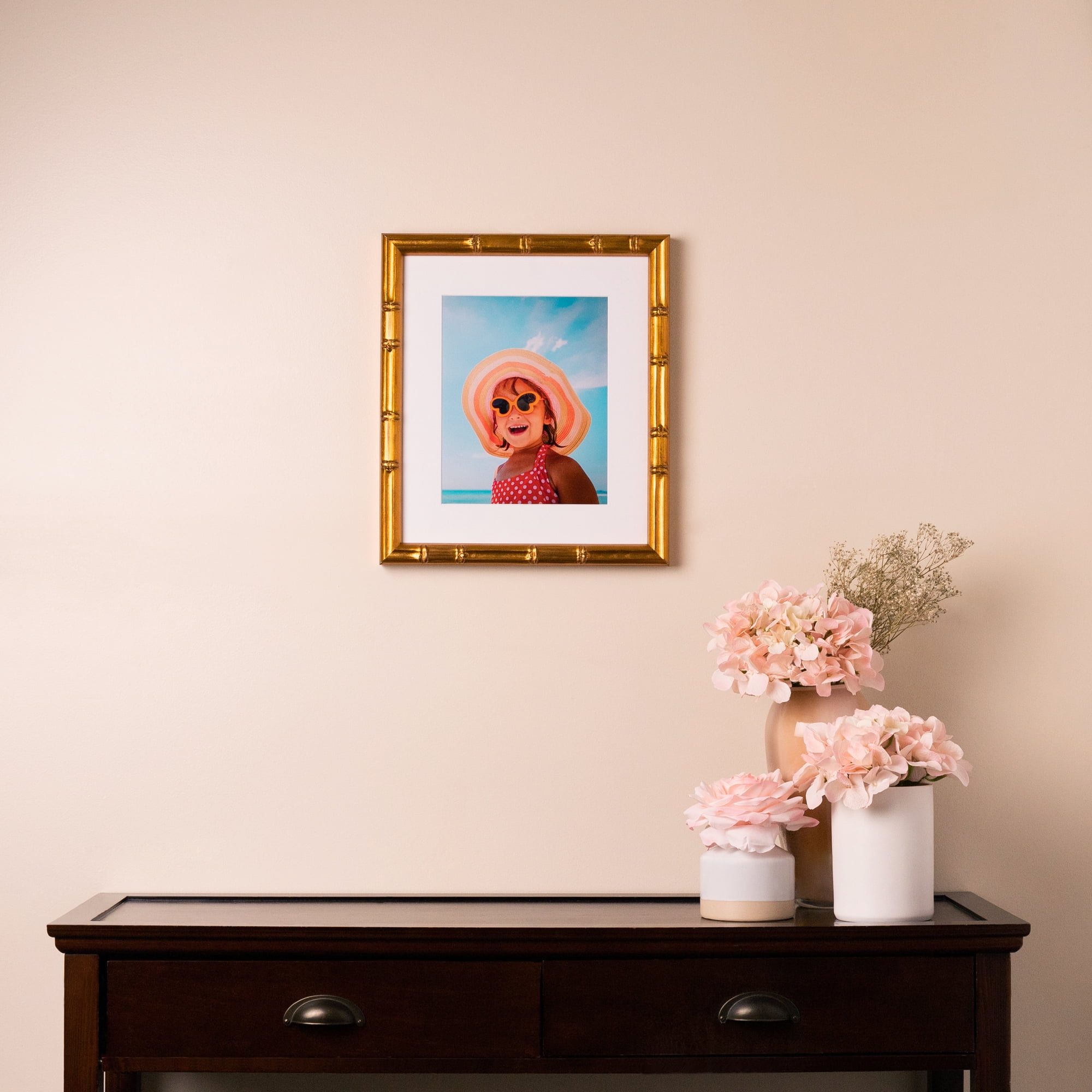 ArtToFrames 12x12 Inch Gold Bamboo large Picture Frame, This Gold Wood Poster Frame is Great for Your Art or Photos, Comes with Regular Glass (4877)