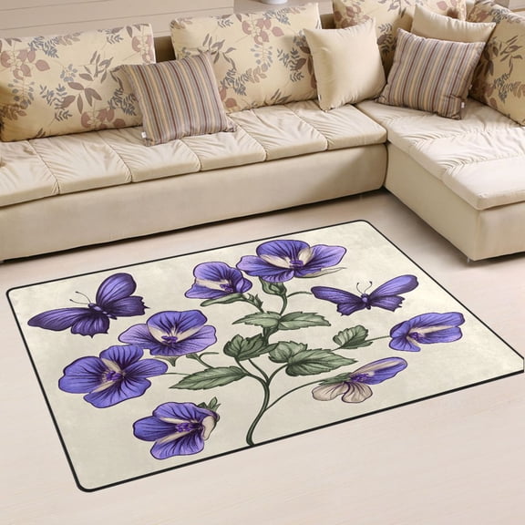 Ryvnso Butterfly Flowers Area Floor Mat Non-Slip Carpet Soft Rugs Doormats 31" x 20"