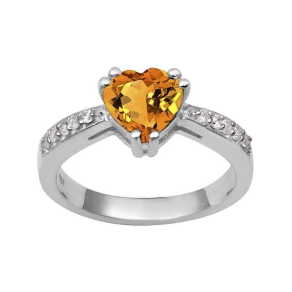 8 MM Citrine 925 Sterling Silver Solitaire Women Valentines Day Gifts Ring