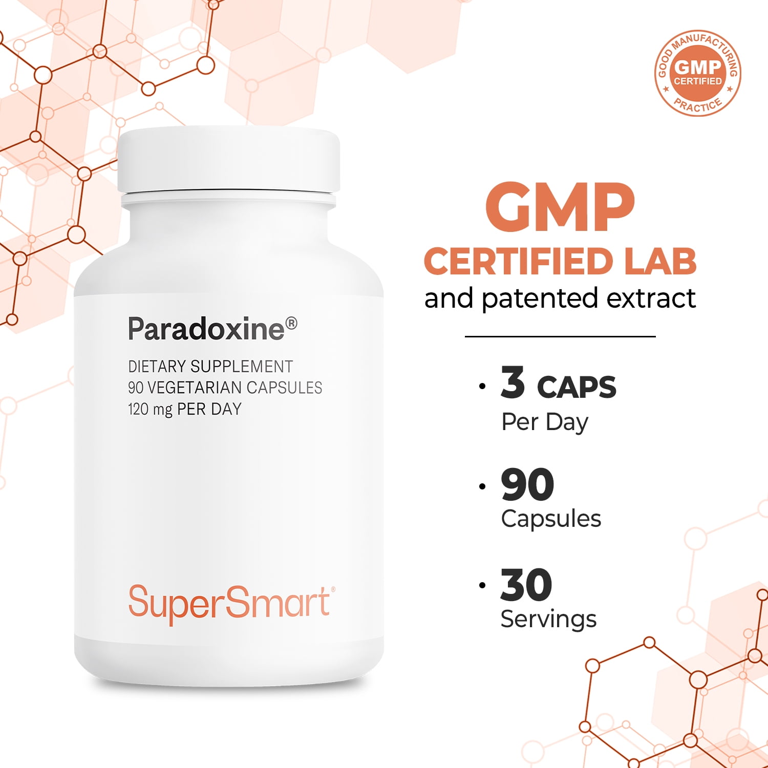 SuperSmart - Paradoxine 120 mg - Grains of Paradise Supplement | Non-GMO & Gluten Free - 90 Vegetarian Capsules