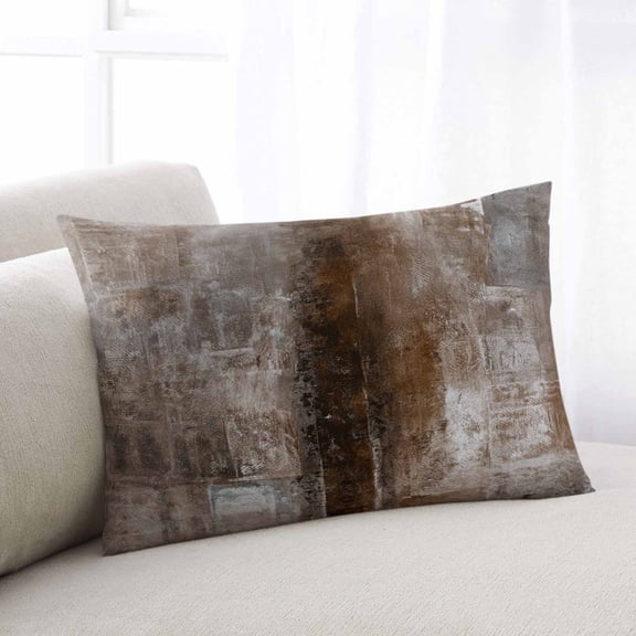 Brown Throw Pillow Covers, Retro Oil Painting Modern Abstract Art Aesthetics Soft Breathable Pillow Cases with Invisible Zipper for Sleeping, Toddler Pillowcases for Couch Bed Sofa Chair 12x20 Inches