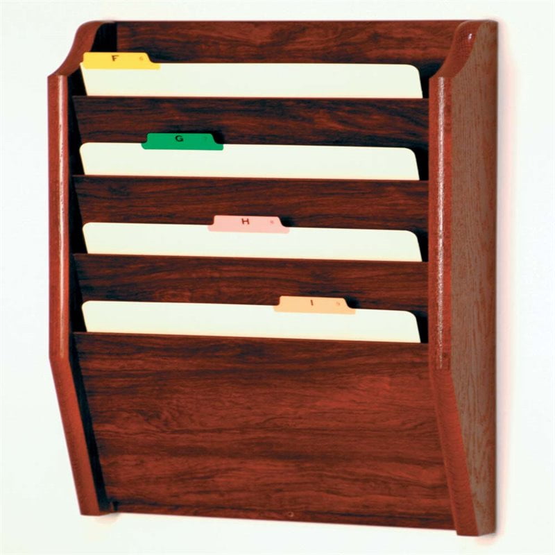 Scranton & Co 4 Pocket Legal Size Wall File Holder in Mahogany