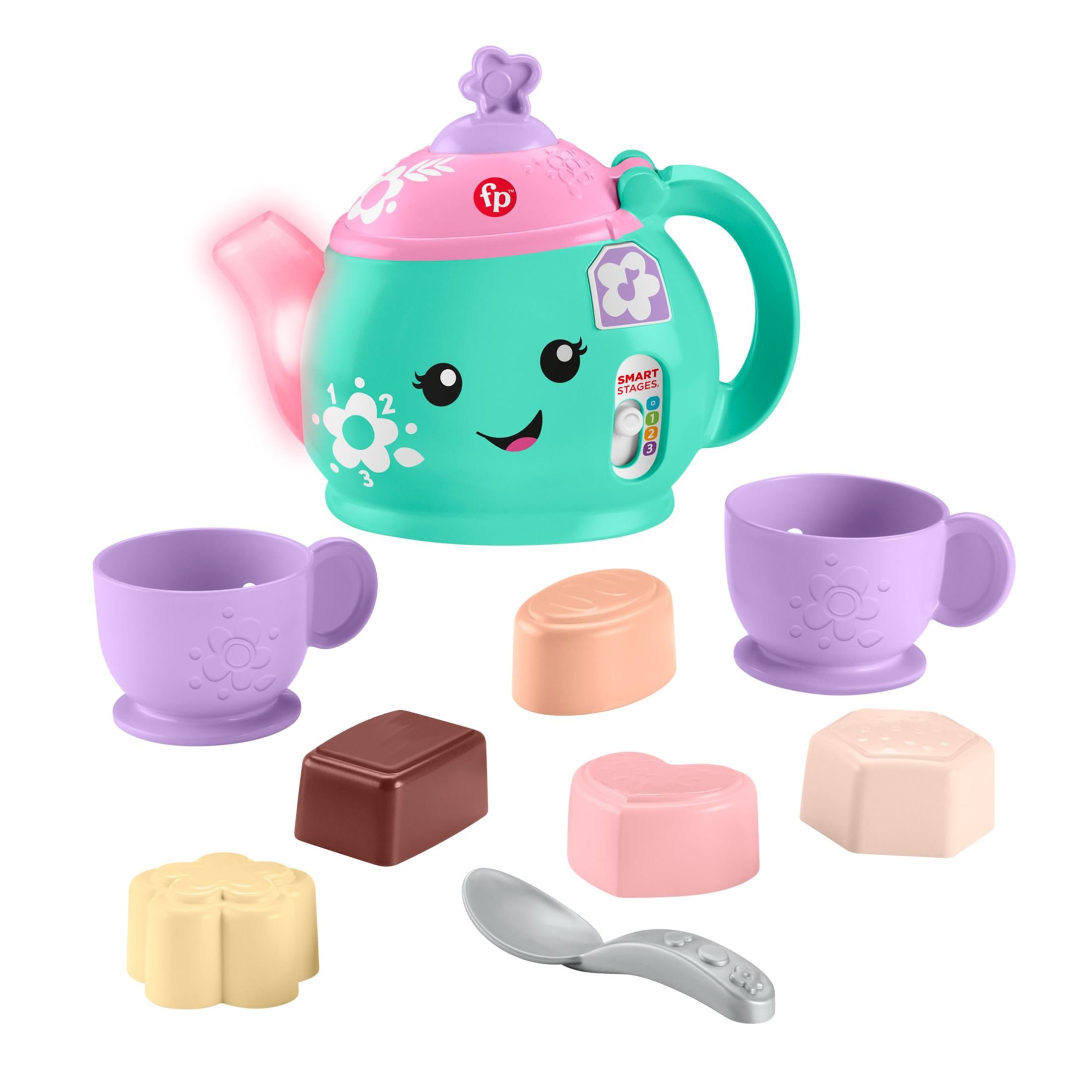 Fisher-Price Laugh & Learn Time for Tea Set, Interactive Toddler Learning Toy, 9 Pieces