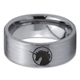 thumbnail image 2 of Tungsten Legendary Mythical Unicorn Band Ring 8mm Men Women Comfort Fit Gray Flat Cut Brushed Polished, 2 of 4