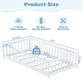 thumbnail image 6 of PORKISS Twin Floor Bed with Guardrails, White Wood Montessori Floor Bed Frame with Slats, Low Bed Frame for Kids Room, Open Entry Design, No Box Spring Needed, 6 of 10