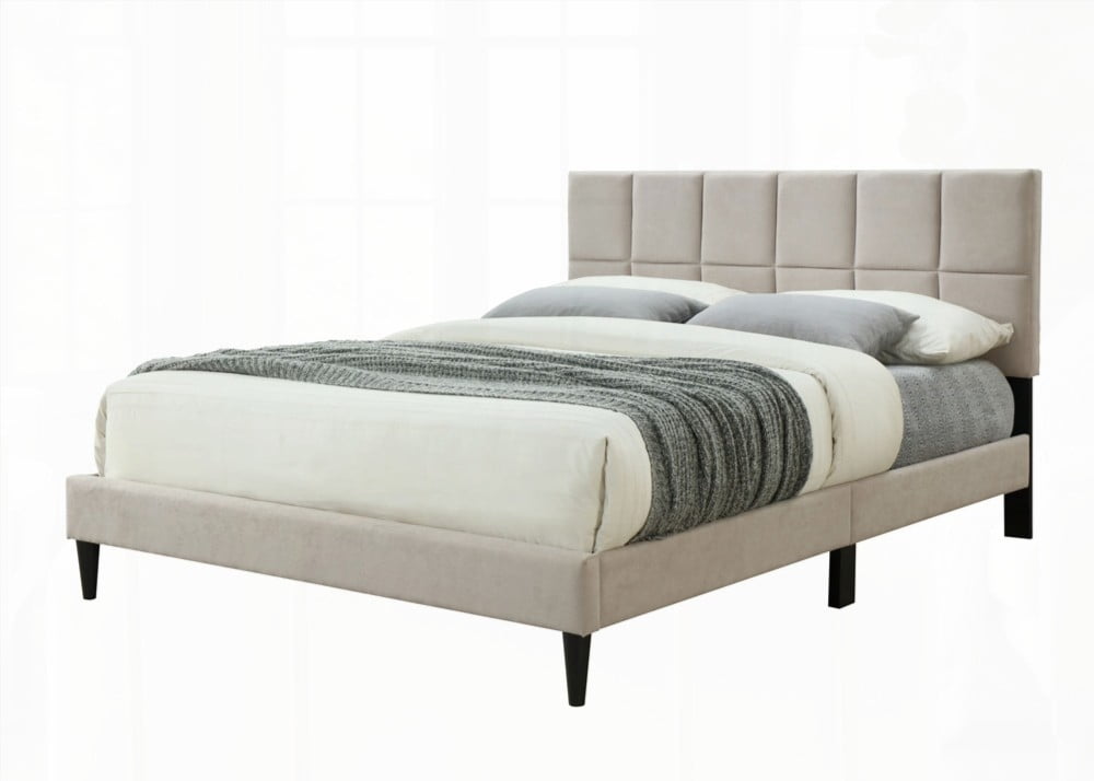 King Sized Bed in a Box with USB and Light Gray Polyester Fabric
