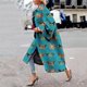 thumbnail image 4 of ICHUANYI Clearance Fashion Women Printed Pocket Jacket Outerwear Cardigan Overcoat Long Trench Coat(Green, L) ICHUANYI WER2023081117142, 4 of 6