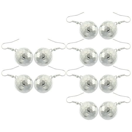 

6 Pairs Jewlery Disco Party Favor Costume Jewelry for Girls Shinny Earring Ball