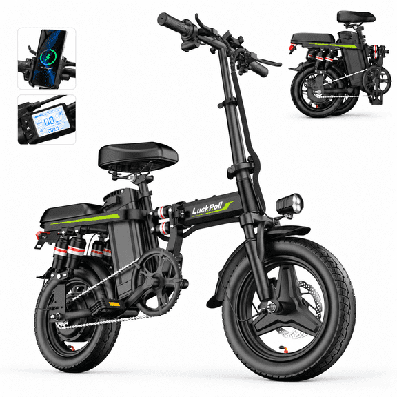 Folding Ebike for Adults, 14" Compact Portable Electric Bike with 500W Motor, 48V 13Ah Battery, 20 MPH, 50 Mi Range, 6-Point Suspension, Two Seats, Class2 UL2849 Certified
