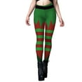 thumbnail image 1 of Gureui Women's Christmas Costume Leggings,Funny Striped/Cartoon Bear/Tree Print Patterns Tights Yoga Skinny Pants, 1 of 5
