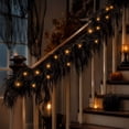thumbnail image 6 of Halloween Black Garland,Light up Garland,Real Touch Soft,Realistic Thick Full Lush Artificial Garland, Fireplace Mantel Staircase Railing Front Door Porch Window Indoor Decorations,39In, 6 of 7