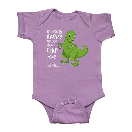 

Inktastic T-Rex Can t Clap Gift Baby Boy or Baby Girl Bodysuit