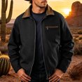 thumbnail image 4 of Iyufng Men's Contrast Collar Work Jacket Full Zip Multi Zipper Pocket Vintage Casual Workwear Coat, 4 of 5