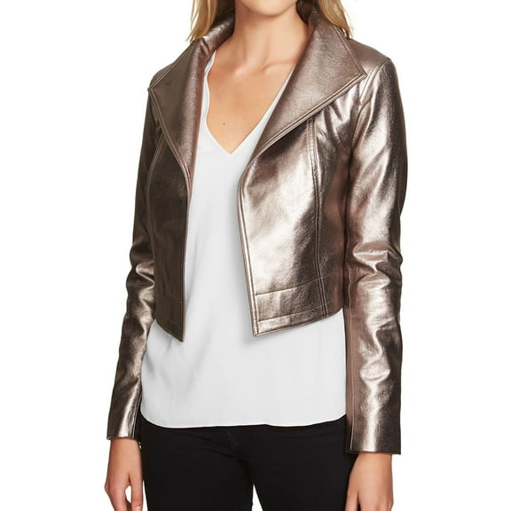 1.STATE Womens Cropped Metallic Jacket, Metallic, X-Small