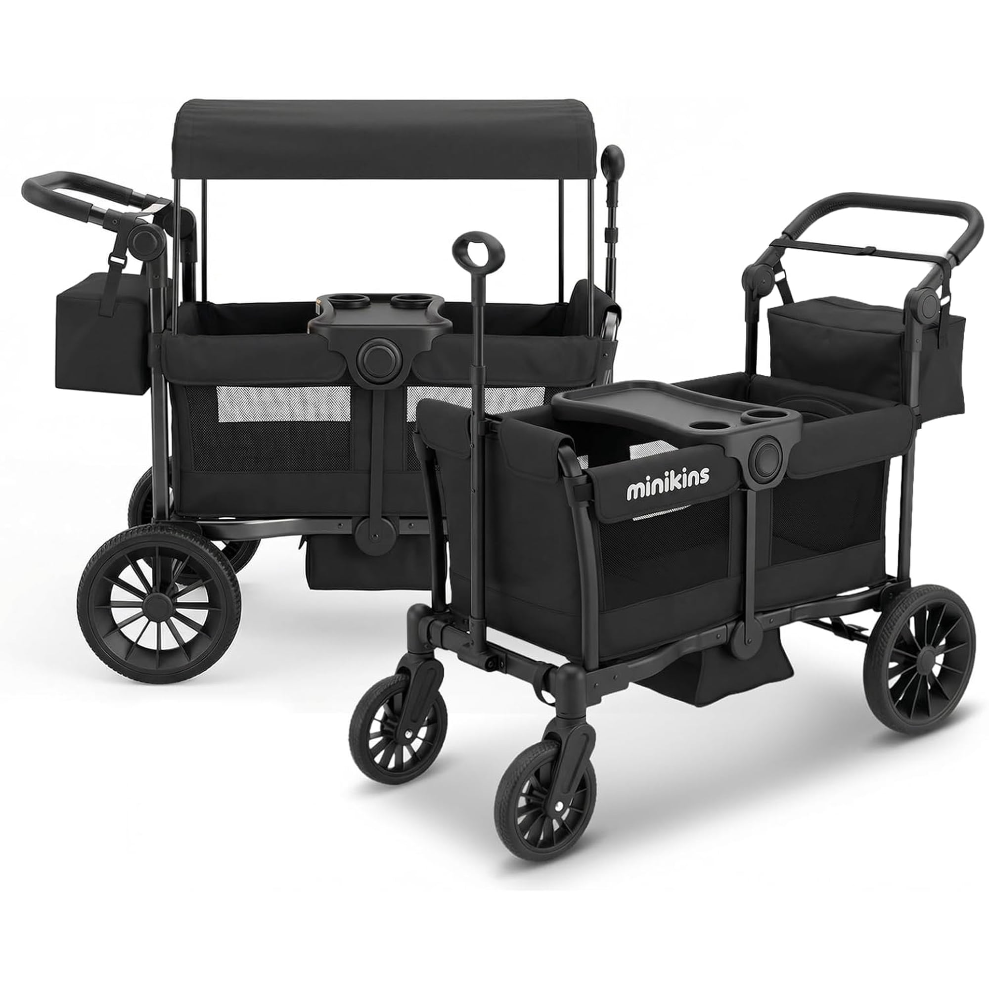 Wagon for Kids, Foldable 2-Seater Wagon Stroller with Canopy