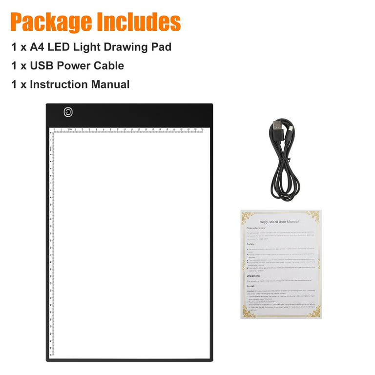  LED Light Pad, Rechargeable LED Light Box Painting Light Board  with USB Charge Cable,3 Level Brightness for Weeding Vinyl,  Sketching,Tracing,Drawing(as Shown)