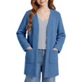 thumbnail image 2 of Tiijoy Girls Long Cardigan Coat Fuzzy Open Front Sweater Fall Winter Outerwear, Blue, Sizes 5-14, 2 of 5