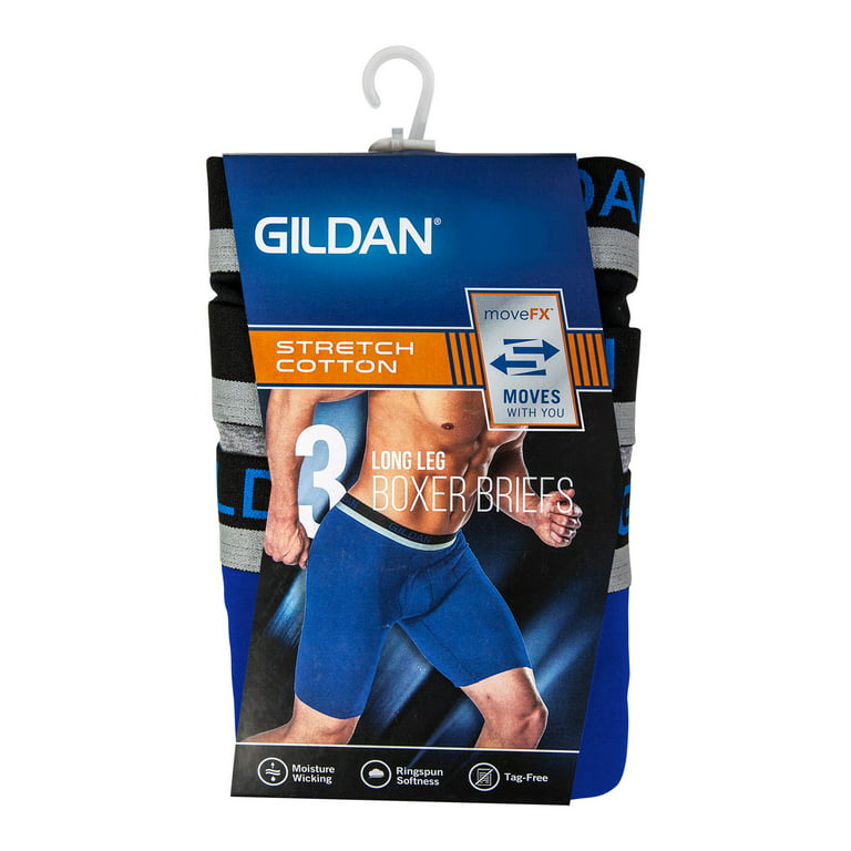 Gildan Adult Men's Performance Cotton Long Leg Boxer Briefs, 3-Pack, Sizes  S-2XL