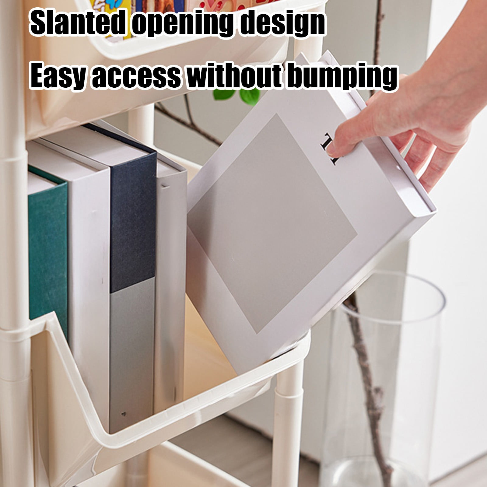 3 Tier Rolling Cart with Wheels, Storage Craft Art Trolley Organizer Serving, Easy Assembly, for Office, Living Room, Kitchen, White