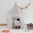 thumbnail image 6 of 3 Sprouts Kids Play Tent Playhouse Castle with Recycled Fabric for Indoor and Outdoor Games in Checkerboard Beige, 6 of 7