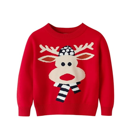 

Yubatuo Toddler Youth Teen Boys Girls Christmas Cartoon Knit Print Sweater Knitwear Baby Boy Clothes Black 110