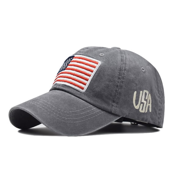 ZQUUVOU Unisex Patriotic Baseball Cap Vintage Washed Cotton Embroidered Flag Sun Hat Adjustable Distressed Patriotic Hat Gray