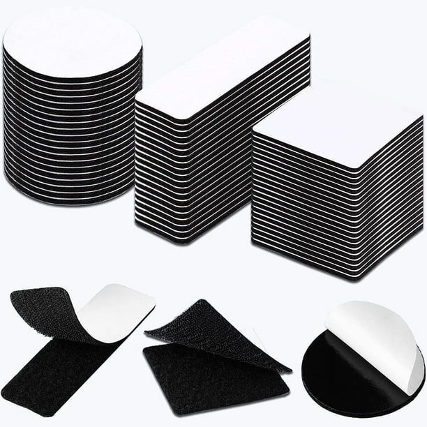 60 Pares de Tiras Adhesivas de Gancho y Bucle, Rayado Autoadhesivo de Nylon de Doble Cara, Tira Adhesiva para Rayar para Paredes, Pisos, Puertas, Plástico, Vidrio, Metal (Cuadrado + Redondo + Rectángulo) Excelente Rendimiento