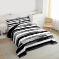thumbnail image 3 of Homewish Modern Geometric Full Size Comforter Sets,Graffiti Striped Bedding Comforter Set,White Black Gray Bedding Sets For Girls Kids,Luxury Bedroom Decor Reversible,3 Pieces, 3 of 8
