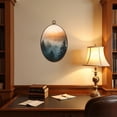thumbnail image 4 of Canvas Wall Art Forest Sunlight Modern Room Plants Trees Mist Evergreens Silhouettes Oval Framed Canvas Prints Cottagecore Wall Hanging Decor for Home Office Gift 8.6"x11.4", 4 of 7
