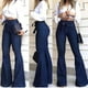 thumbnail image 1 of WILLBEST Pantalones Casuales para Mujer, Vaqueros Acampanados Lisos, Cintura Elástica, Dobladillo Inferior de Mezclilla, Pantalones elegantes para Uso Diario Grande, 1 of 8
