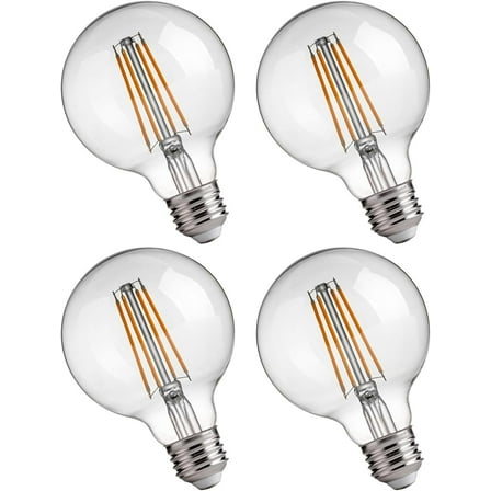Jaspertronics G25 LED Globe Edison Bulb 2700K Soft White Dimmable 4W (40W Eqv) 400LM E26 Base CRI90 for Indoor Fixtures 4 Unit per pack