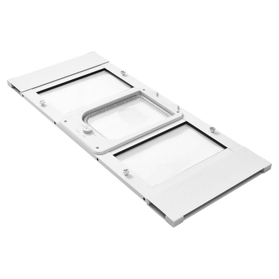 KFFKFF Adjustable Cat Door for Window, Fits Window Widths 31"-36", 4 Locking Modes, Durable Aluminum Frame with Transparent Glass, Magnetic Seal, Weather-Resistant Pet Access Door, White