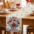 thumbnail image 5 of 4th of July Floral Table Runner 72 Inches, Vintage Red Blue Roses Patriotic Bed Runner Dresser Scarves Tabletop for Indoor Outdoor Parties/Ceremony/Banquet, 14" x 72", 5 of 9