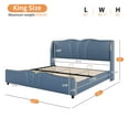 thumbnail image 3 of Christopher Knight Home King Bed Frame with Wingback Headboard, PU Leather, Antique Blue, 3 of 9