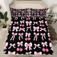 thumbnail image 2 of Castle Fairy Girls Kawaii Bow 4-Piece Full Size Sheets,Dreamy Princess Bed Sheets,Black Pink Lightweight Sheet Sets,Lightweight Room Decor, 2 of 7
