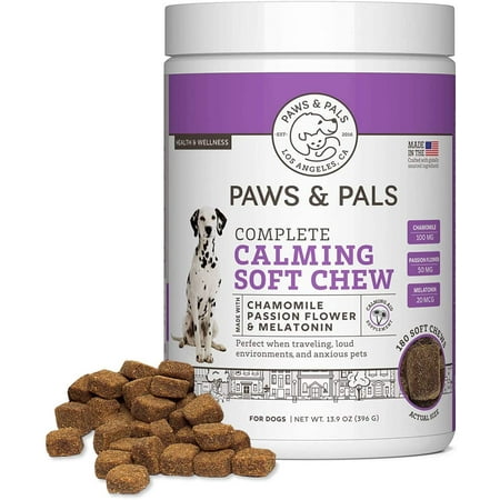 UPC: 0840345115614 | Paws & Pals Pet Calming Treats for Dogs and Cats Anxiety and Stress Relief Chewable Treat Food Supplement (180 Count)