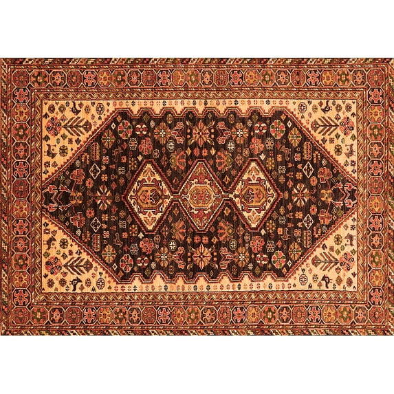 Ahgly Company Indoor Rectangle Oriental Orange Industrial Area Rugs, 4' x 6'