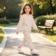 thumbnail image 6 of LvhaoGJOB Little Kids Boys Sweatshirt and Jogger Pants Outfit Set, Beige - fleece fabric, 6 of 7