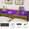 thumbnail image 3 of Queen Size Bed Frame with Charging Station and Led Lights, Metal Platform Bed with Bookcase Storage Headboard, Heavy Duty Metal Slats, No Box Spring Needed, Easy Assembly, Noise-Free, 3 of 8