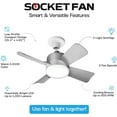 thumbnail image 5 of Bell+Howell Silver LED Socket Ceiling Fan with Remote Control, 5 of 8